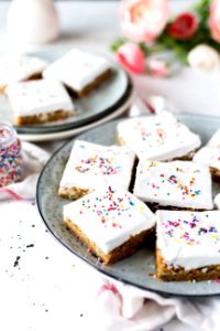 white cakes with sprinkles