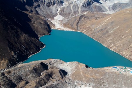 high angle photography of river