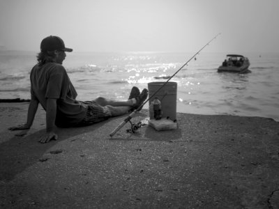 Fishing rod, Water, Boat photo