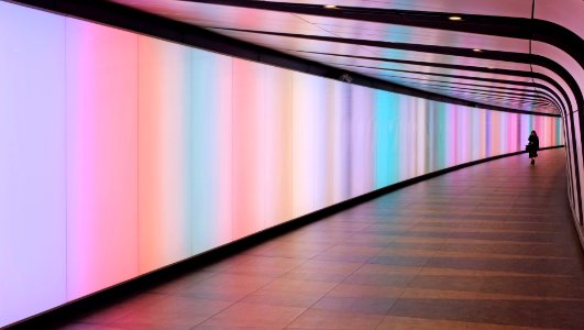 woman walking in hallway photo