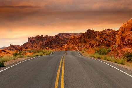 Sunset street empty photo