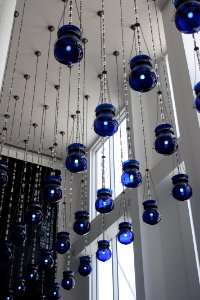 blue glass pendant lamps photo