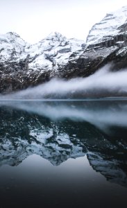 reflection photography of mountains
