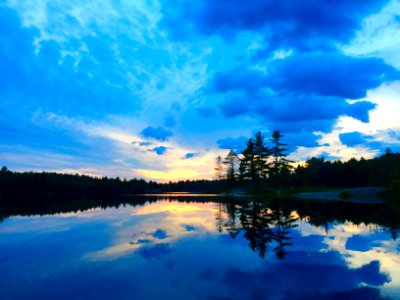 body of water surrounded by trees under cloudy sky during daytime photo