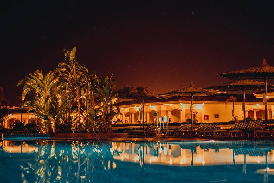 Pool, Hotel, Night