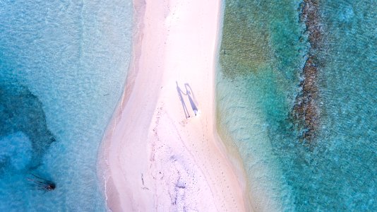 aerial photography of couple standing between body of water photo