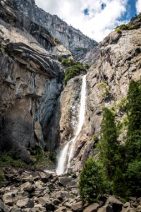 waterfalls under white clouds photo