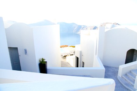 landscape photography of white houses