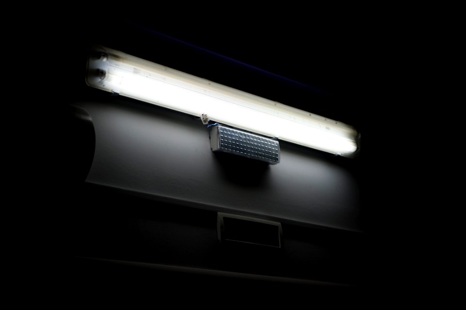 turned on fluorescent lamp