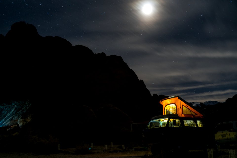 parked van near mountain