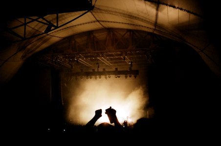silhouette photography of group of people on concert photo
