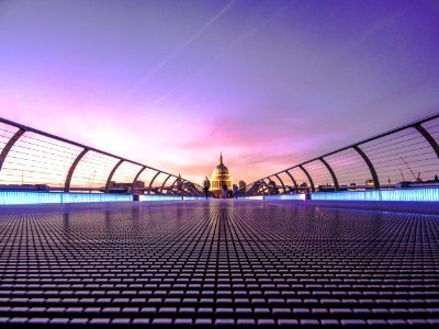 A view of St. Paul's Cathedral from the Millennium Bridge in London photo