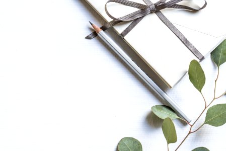 flat lay photo of book and pencil
