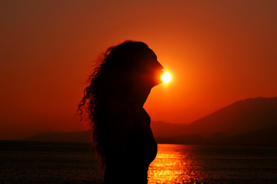 Silhouette sunset sun photo