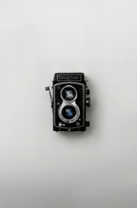 black and silver vintage camera