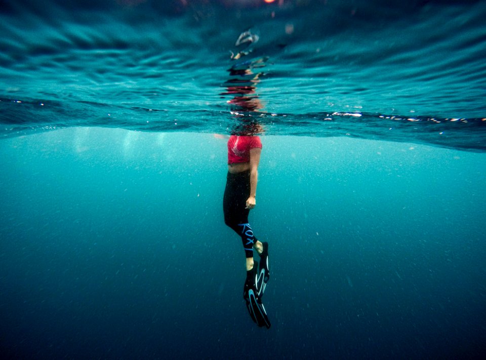 photography of person under water