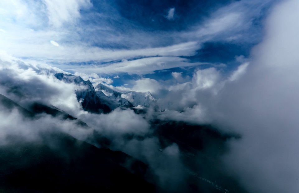 mountains covered with clouds