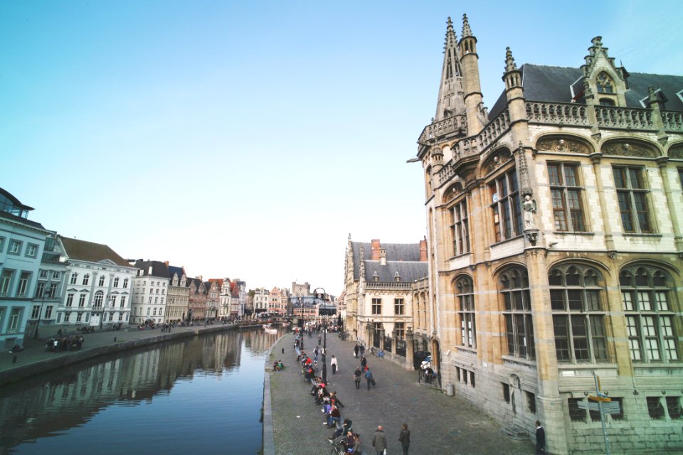 body of water between buildings photo