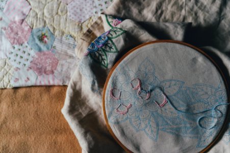 embroidery near textile photo