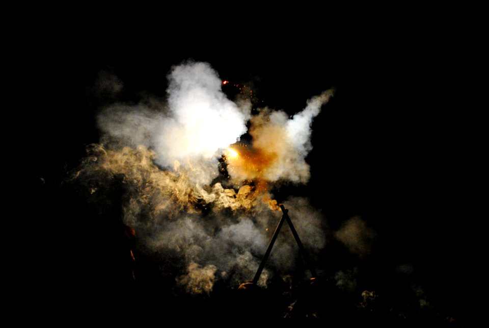 white smoke during night time