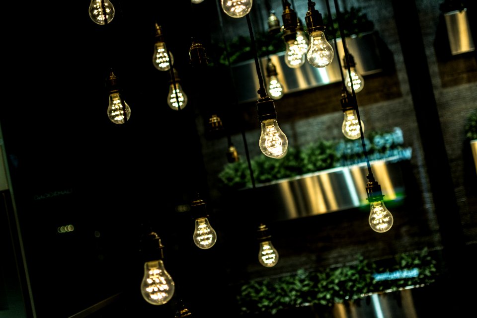 turned-on filament bulbs