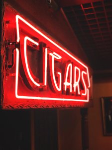 red Cigars neon signage hanging decor photo