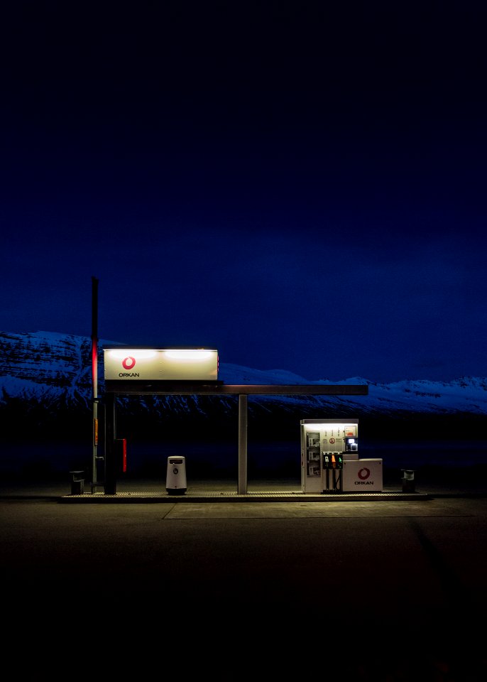 gasoline station during nighttime
