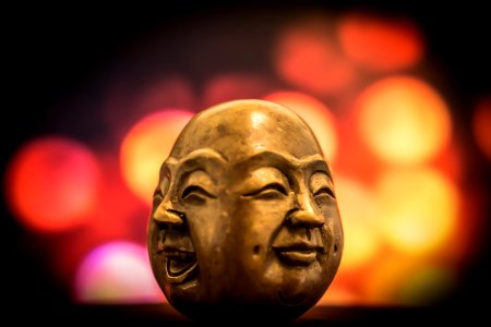 selective focus photography of buddha bust decor photo