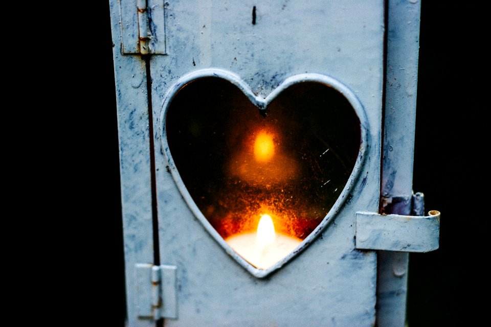 turned on candle lantern