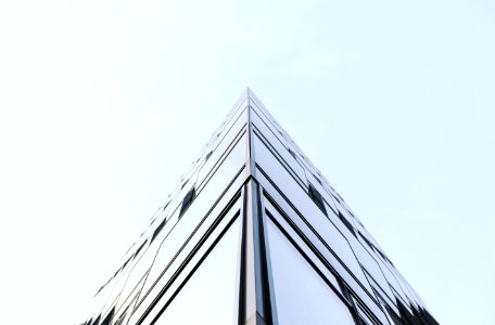 The corner of an all glass building in Berlin