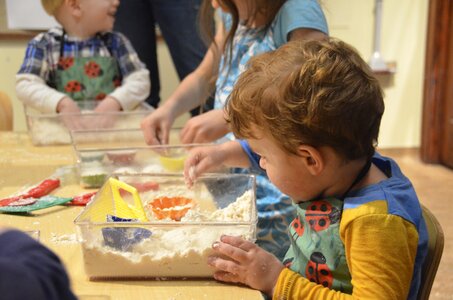 Kid playing school