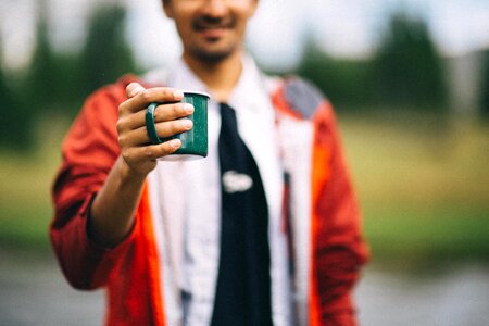 Man mug outdoors photo