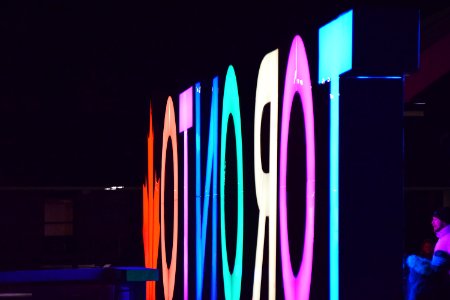 Toronto multicolored LED signage taken during night time photo