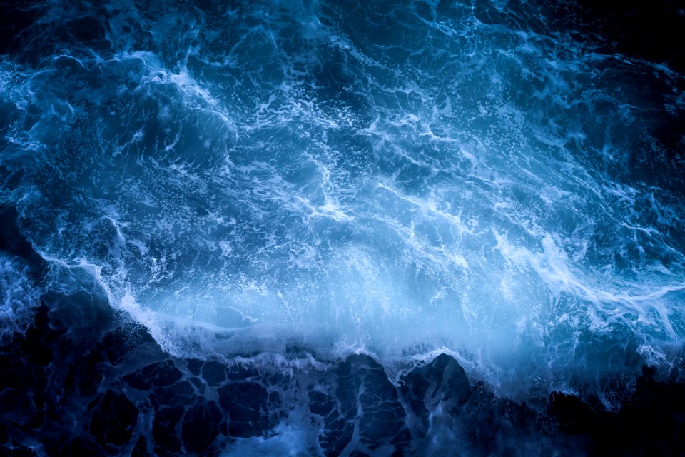 aerial view of ocean waves