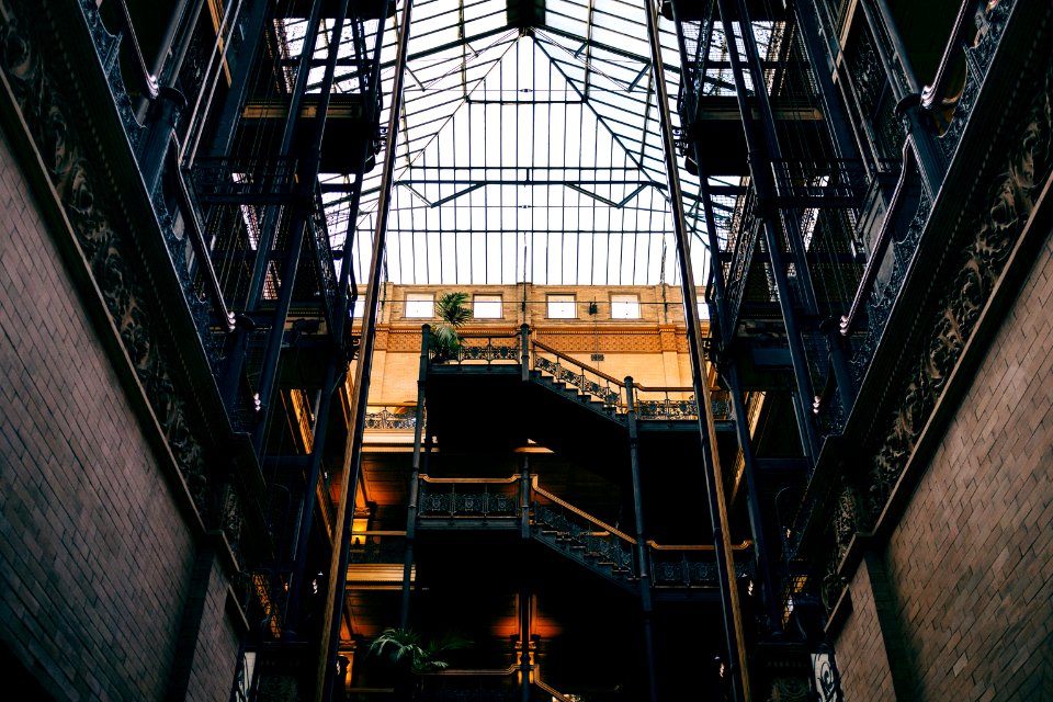 low-angle photography of building interior