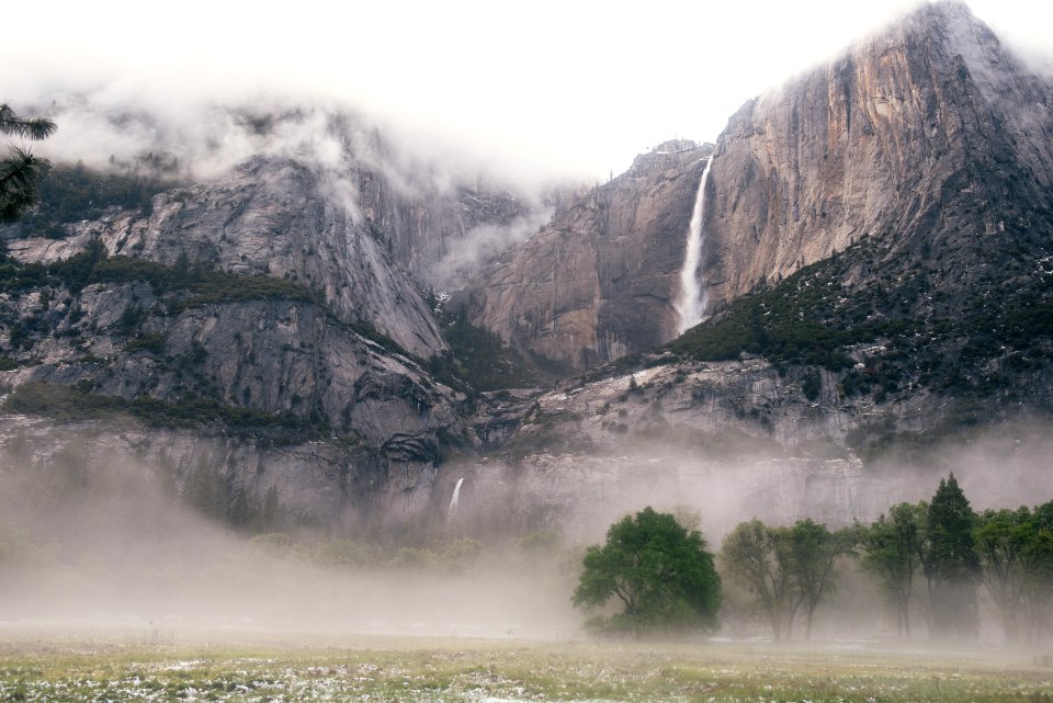 waterfalls between rocky mountain