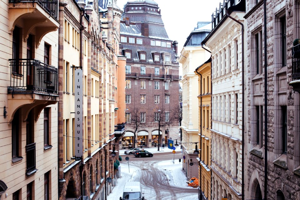 beige and black Finland Sunset building