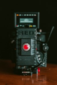 close-up photography of black camera photo