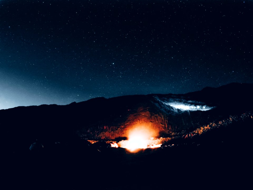 rocky mountain during night time