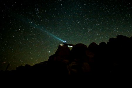 rock formations under starry night