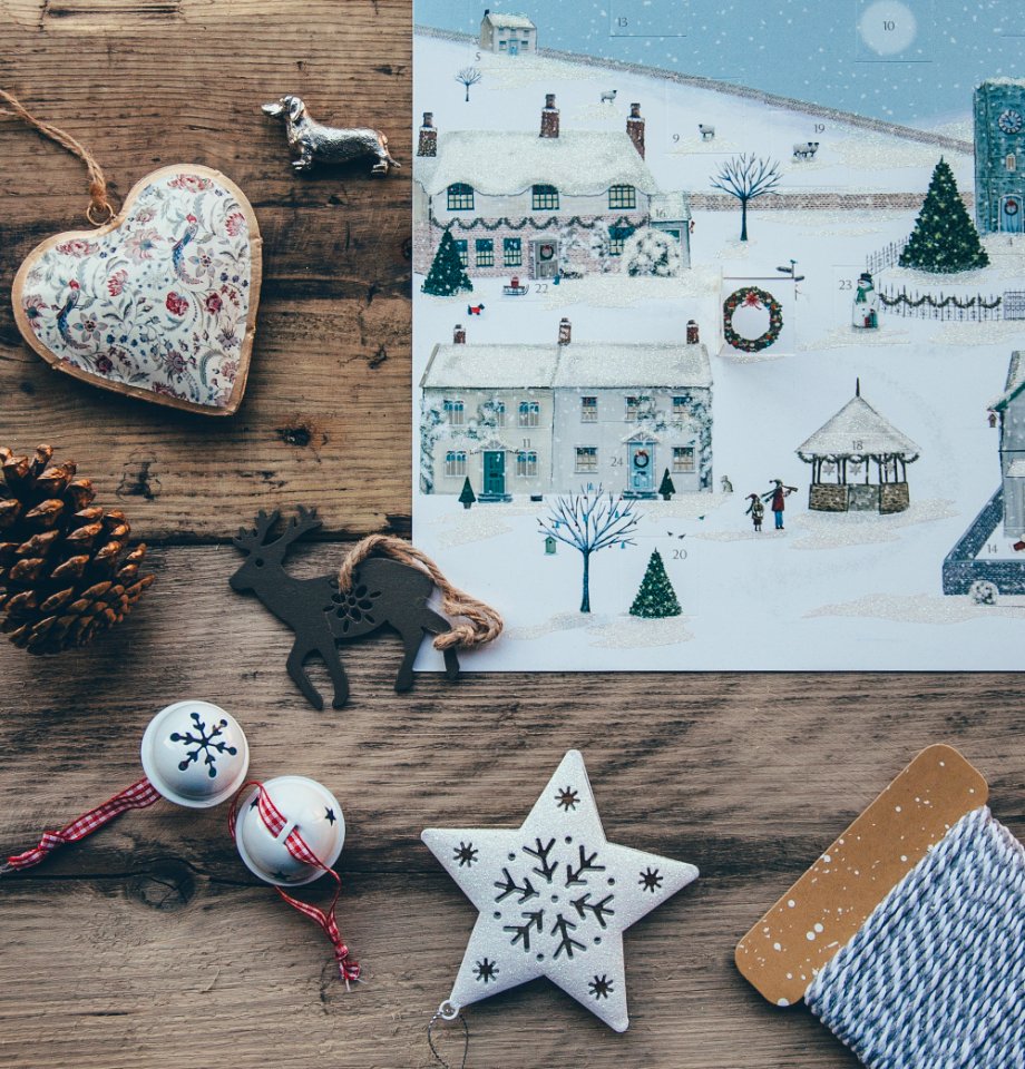 assorted-color decors on brown wooden surface photo