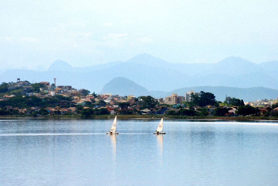 Brazil, Lagoa de imbossica, Sail boat photo