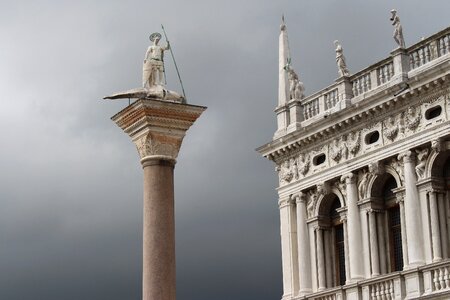 Rainy landscape italian city storm