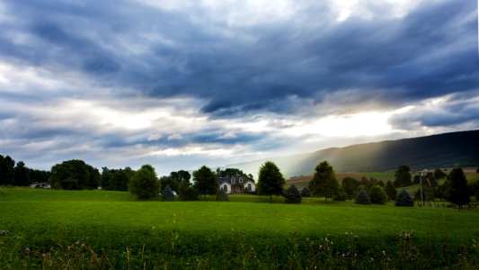 House, Mountain, Tree photo