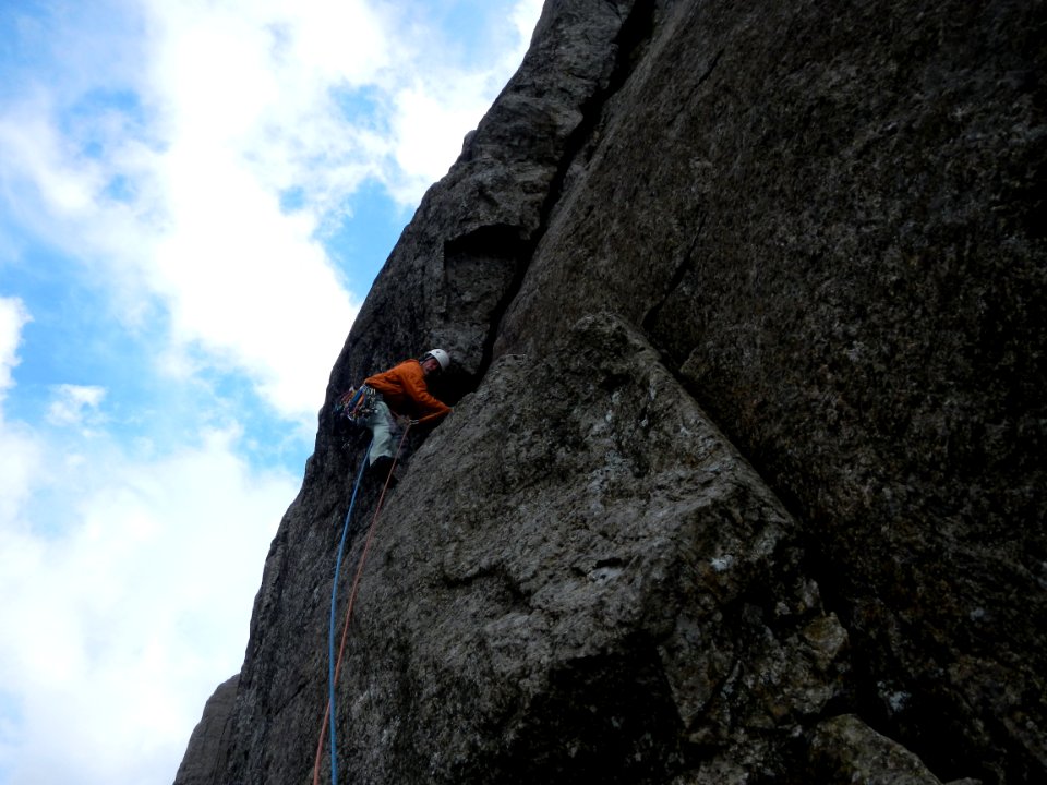 Classic route, Great flake, Central buttress