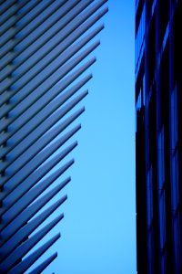architectural photography of white and blue building