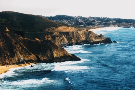 aerial photo of beach photo