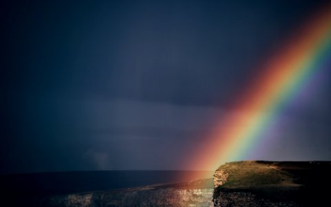 rainbow on plateau photo photo
