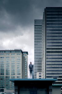 man on top of a establishment photo