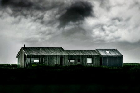 grayscale photo of wooden barn photo